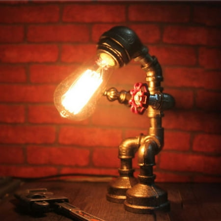 - Aimeeli Industrial Man Robot Table Desk Lighting Retro Water Pipe Steampunk Lamp Bedroom