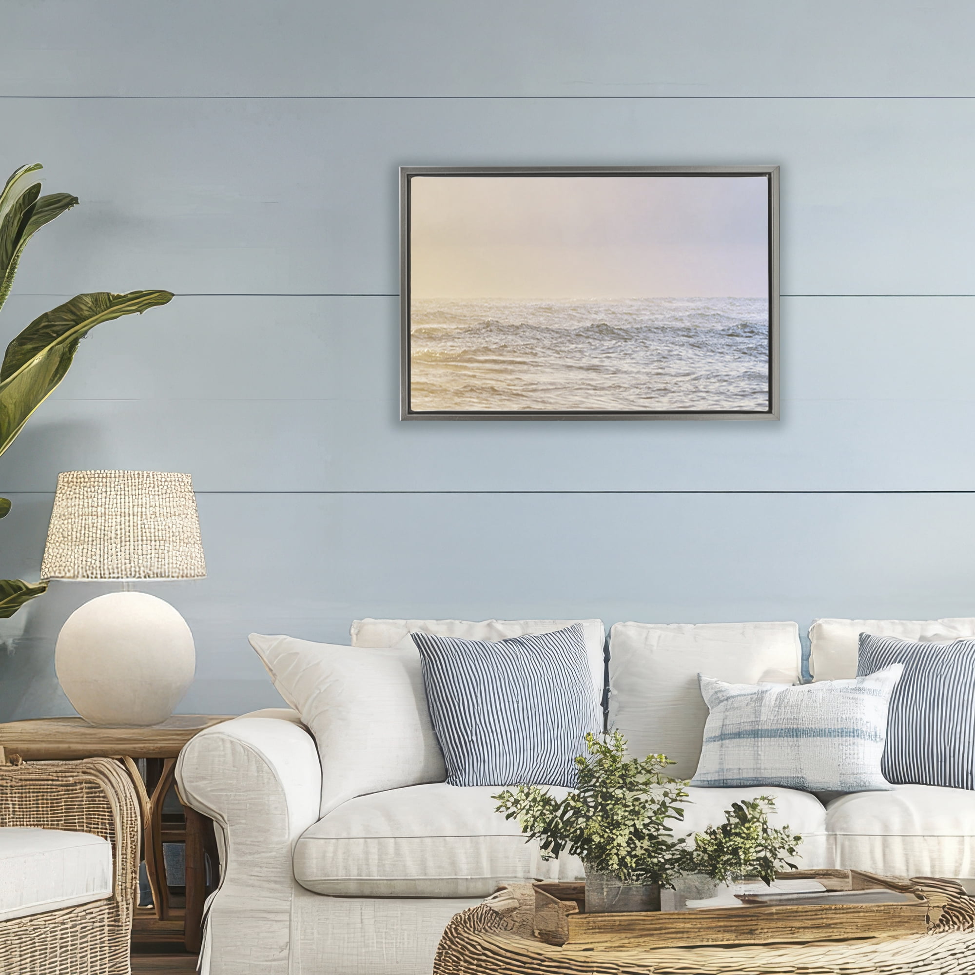 Stupell Industries Gentle Seaside Breeze Gray Framed Floater Canvas Wall Art, design by Marcus Prime