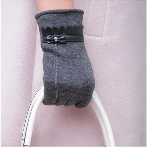 Womens Ladies Bowknot Thermal Lined Touch Screen Gloves Winter Warm