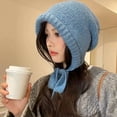 thumbnail image 5 of MEICHEN Cute Thickened Warm Ear Protection Wool Cold Proof Knitted Bomber Hat for Women Winter Thermal Beanie Hat, 5 of 9