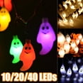 thumbnail image 1 of Neinkie Halloween Ghost String Lights Purple Ghost Decorative String Lights Battery Operated Ghost LED Lights Ghost Fairy Hanging Lights for Halloween Party Indoor Outdoor Home Decor, 1 of 7