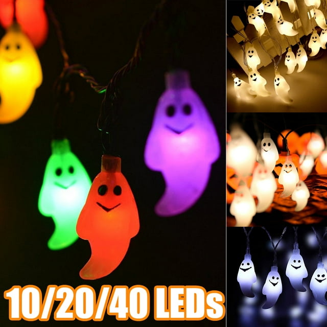 Neinkie Halloween Ghost String Lights Purple Ghost Decorative String Lights Battery Operated Ghost LED Lights Ghost Fairy Hanging Lights for Halloween Party Indoor Outdoor Home Decor
