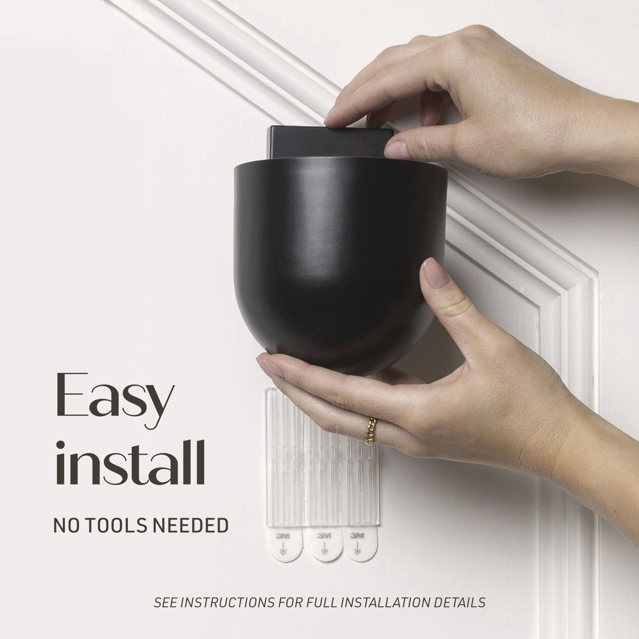 Command Decor Metal Wall Plant Hanger, Matte Black, 1 Planter, 1 Planter Insert, 6 Large Adhesive Strips