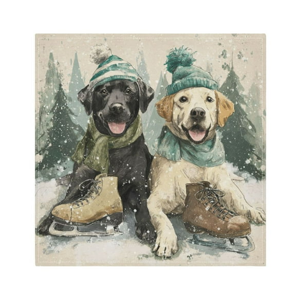 Qxltty Snow Labrador Napkins 20×20in Perfect for Parties Dinners Weddings Cocktail Housewarming Cloth Napkins Set of 6