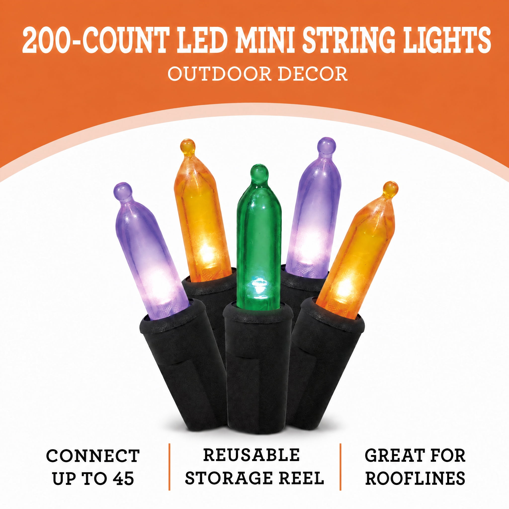 Indoor/Outdoor 200-Count LED Mini String Lights, Multicolor, 39', Halloween by Way To Celebrate