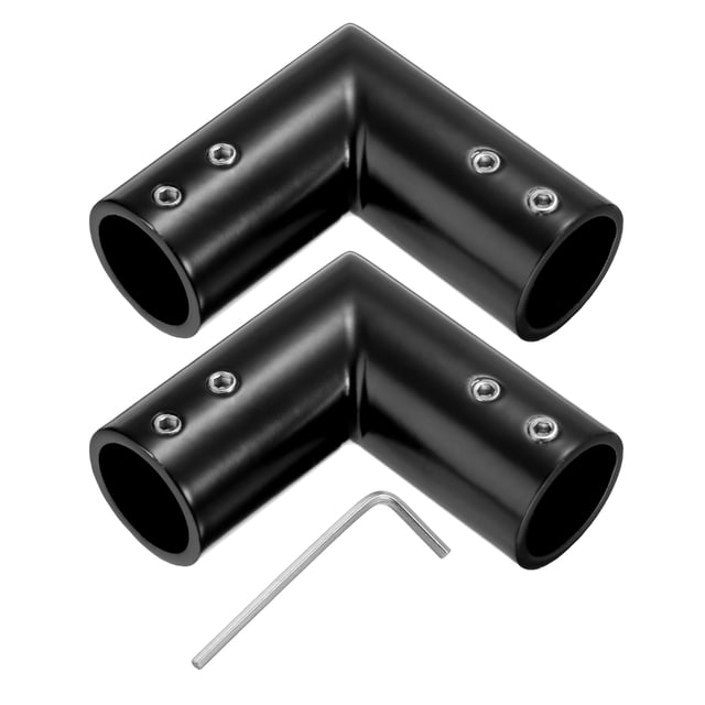 Unique Bargains 2pcs Adjustable Curtain Rods Corner Connectors 90 Degree Connector with Hex Wrench for 1 Inch Bay Window, Black