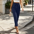 thumbnail image 5 of MexChoioe Womens High Waist Trousers Ruffled Paperbag Waist Drawstring Slim Fit Ankle Length Casual Pants, 5 of 5