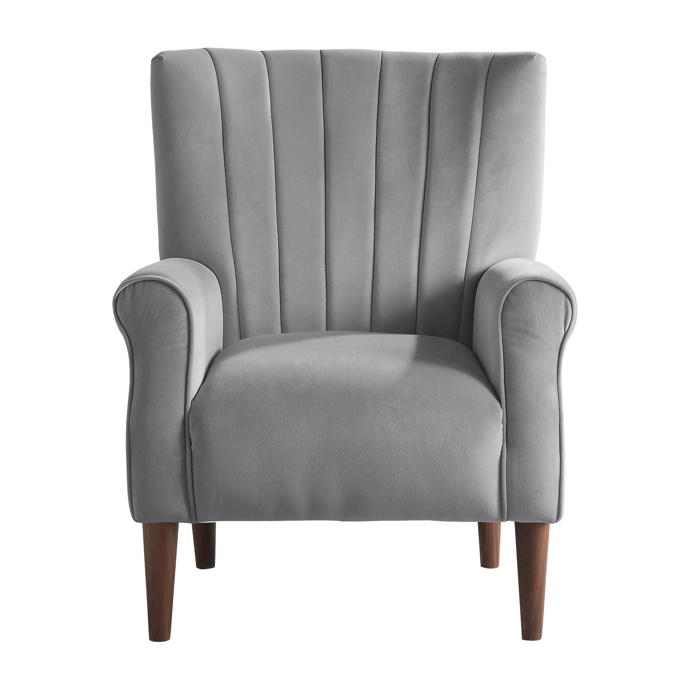 OakvillePark Larue Velvet Fabric Upholstered Accent Chair, Dark Gray