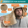 thumbnail image 5 of SUN CUBE Fishing Hat for Men Outdoor UV Sun Protection Wide Brim Sun Hat with Neck Flap Face Cover - Outdoor Hiking Safari UPF50+ Boonie Bucket Hat (Tan), 5 of 8