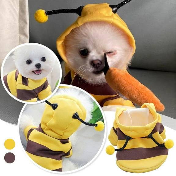 FurNest Dog Bee Costume Pet Bee Cosplay Hoodies for Small Cat Dog Winter Warm Cloth