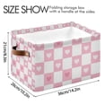 thumbnail image 4 of Yayeee Canvas Storage Basket with Handles for Shelves Fabric Bins Closet Organizer, Pink Checkered Heart, 4 of 8