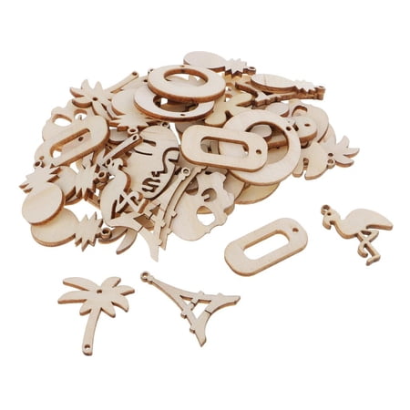 50 Pieces Lot Plain Wooden Embellishments Creative Buttons Blank Tags with Hole Craft Baby Shower Baptism Christening Wedding Birthday Party Decorations