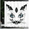 thumbnail image 4 of Ambesonne Animal Shower Curtain, Big Cat Face Pet Sketchy, 69"Wx75"L, Sky Blue White and Black, 4 of 5