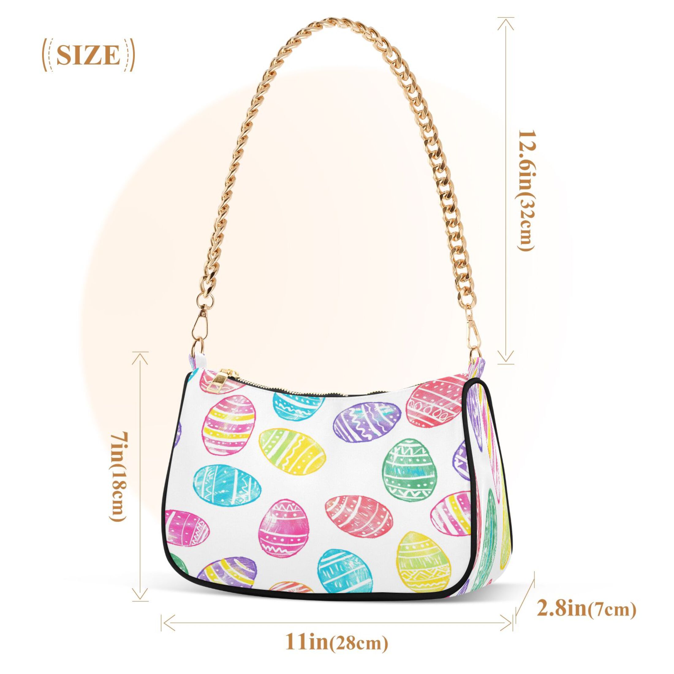 Ryvnso Art Eggs Womens Chain Shoulder Bag Tote Handbags Clutch Hobo Purse with Zipper for Travel