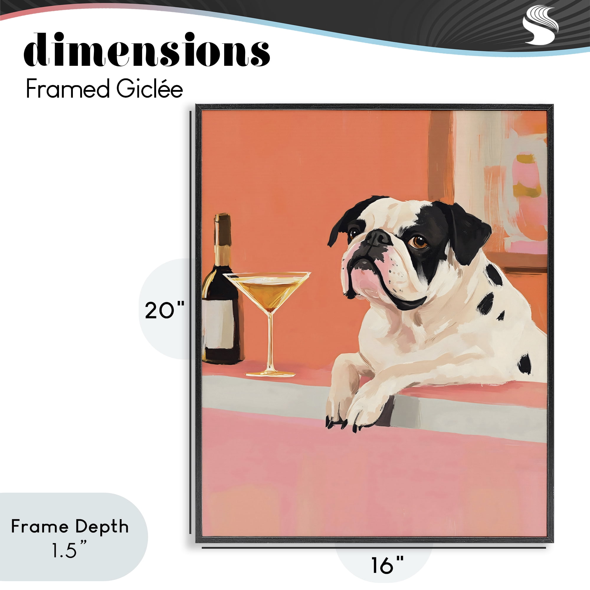 Stupell Industries Bulldog at Martini Lounge Black Framed Giclee Art, design by The Prints Vibe