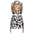 thumbnail image 4 of Aislor Girls 2 Pieces Western Cowgirl Sleeveless Fringed Top With Side Tassel Shorts Outfit Set Camel 16, 4 of 7
