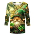 thumbnail image 4 of T-Shirt à Col Rond Imprimé de la Saint-Patrick pour Femmes, Manches Trois Quarts 3/4, Coupe Ample, 4 of 5