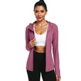 thumbnail image 2 of NELEUS Womens Hooded Athletic Jackets Workout Jacket Full Zip with Thumb Holes and Pockets,Rose Red,US Size L, 2 of 8