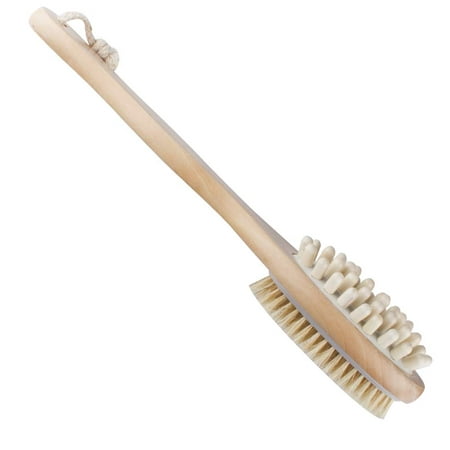 FeelGlad Wooden Body Brush Bath Brush for Back Scrubber - Natural Bristles Double Massage Bath Brush- Excellent for Exfoliating Skin and Cellulite - Suitable for Dry and Moist
