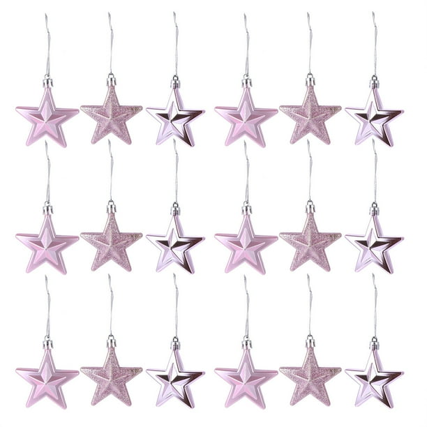 18 piezas elegantes estrellas de cinco puntas árbol de Navidad decoración de estrellas decoraciones colgantes de Navidad