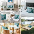 thumbnail image 6 of Waterproof Throw Pillow Covers Set of 2, 18x18 Inch Turquoise Gold Marble Decorative Pillowcases Outdoor Pillow Slip Cushion Covers Set for Couch Tent Abstract Simple Geometric, 6 of 7