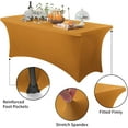 thumbnail image 2 of GFDYREE Spandex Tablecloth 8FT Stretch Table Cover Fitted Rectangular Tables, Universal Stretch Patio Table Cloth for Wedding, Banquet, Party and Event（Gold, 8FT, 2 of 7