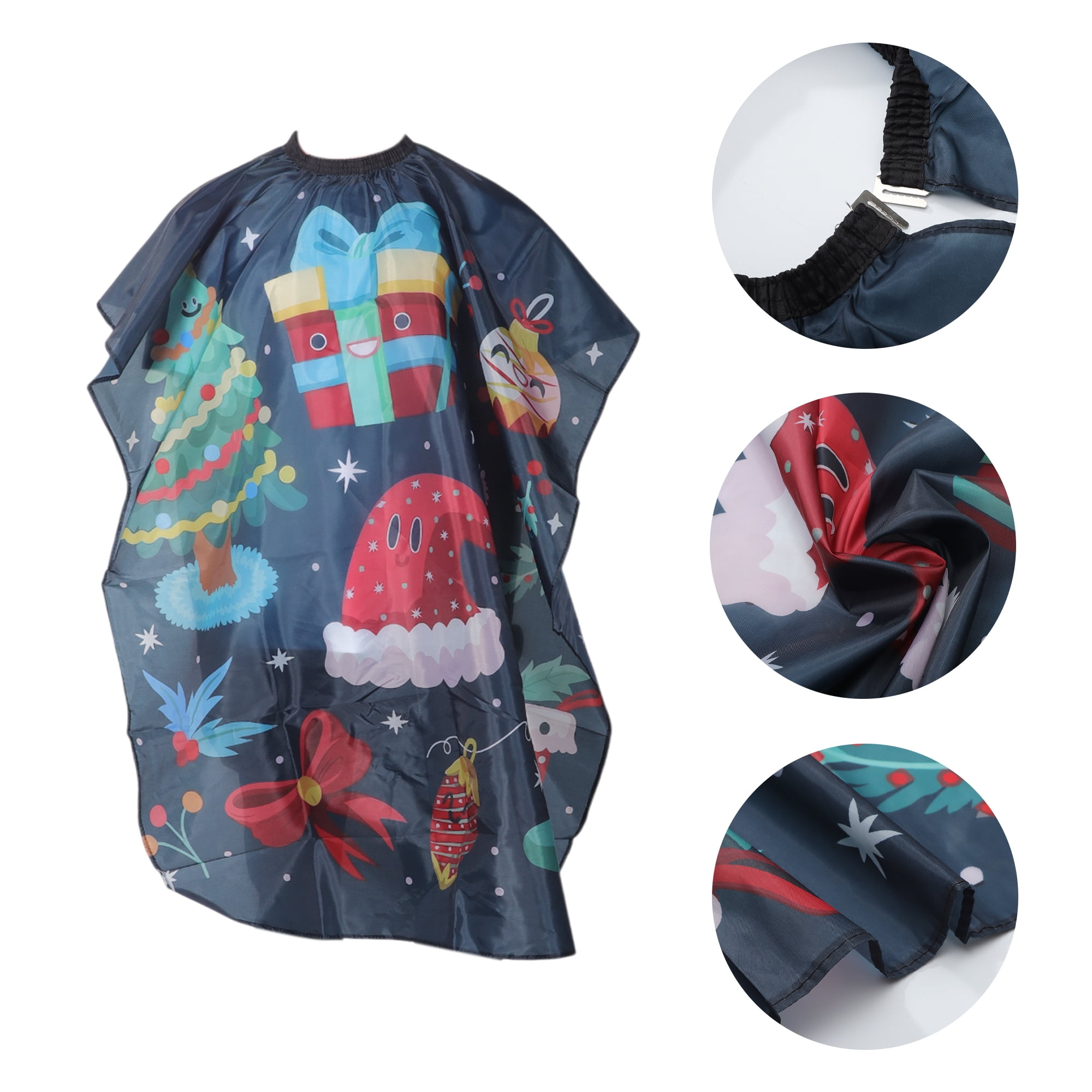 Unique Bargains Santa Hat Hair Cutting Barber Cape 1 Piece Black, Red 46.85"x31.89"