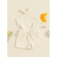 thumbnail image 4 of Musuos 2Pcs Toddler Girl Summer Outfits 6 12 18 24M 3 4Y Sleeveless Cross Halter Tank Tops + Solid Color Shorts Set Casual Clothes, 4 of 10