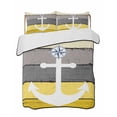 thumbnail image 2 of Nautical Anchor Twin XL Size Down Alternative Comforter, Lightweight Comforter Quilt Bedding Set with Pillow Shams Yellow Gray Gradient Wooden Grain All Seasons Bed Comforter Duvet Insert 68"x98", 2 of 7