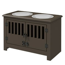 Dog Food Storage Cabinet with Bowls, Espresso - Large Dog Feeder Station with Storage, Raised Bowls for Large Breeds, 23.5-29.5" Shoulder Height