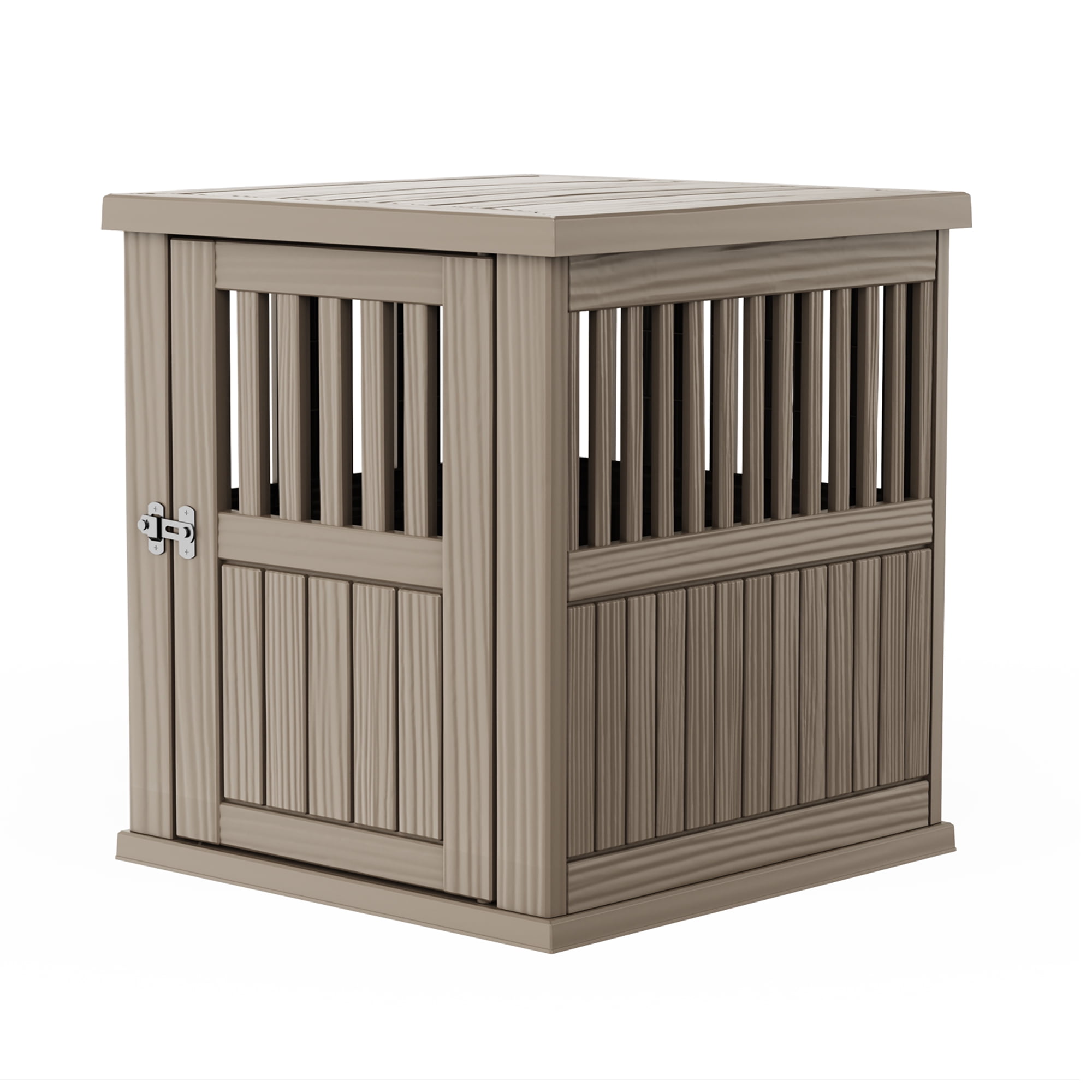 MAYEERTY Lockable Gate Pet Crate, Furniture-Style Multi-Use Shelter & Side Table for Home Patio