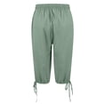 thumbnail image 5 of Dwellite Womens Bermuda Shorts Knee Length Elastic Waist Drawstring Linen Lightweight Summer Long Shorts with Pockets Mint Green 3XL, 5 of 5