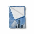 thumbnail image 2 of Detroit Soft Flannel Fleece Throw Blanket, Downtown Detroit GM Renaissance Center Ford Auditorium Shoreline Image, Cozy Plush for Indoor and Outdoor Use, 70" x 90", Pale Blue White Grey, by Ambesonne, 2 of 6