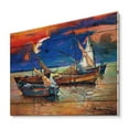 thumbnail image 2 of Designart 'Boats On The Water With Dark Blue Sky I' Lake House Print on Natural Pine Wood, 2 of 5