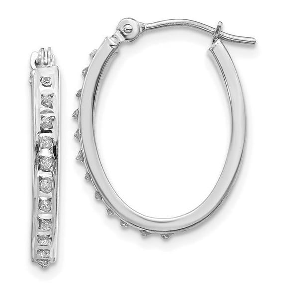 14k White Gold Oval Hinged Hoop Earrings