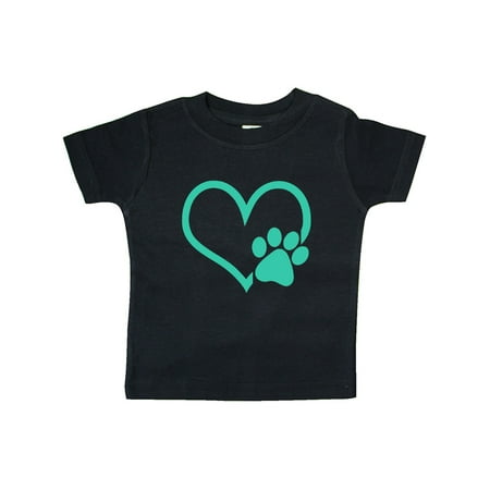 

Inktastic Teal Heart With Paw Print Gift Baby Boy or Baby Girl T-Shirt