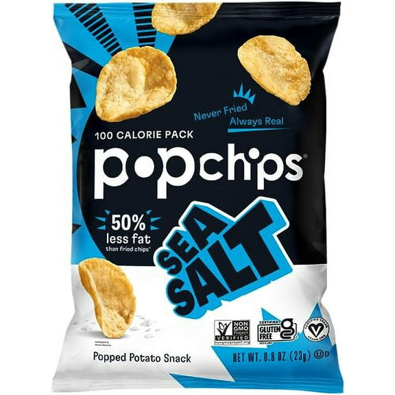 Popchips Sea Salt Potato Chips Single Serve 0.8 oz Bags 24 Count (Pack of 1)