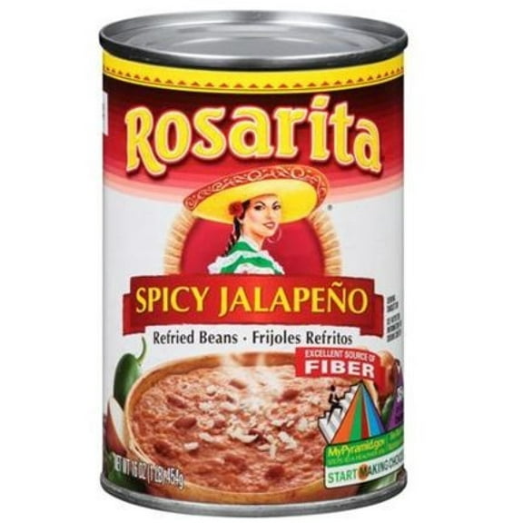 Rosarita's Spicy Jalapeno Refried Beans 16oz (Pack of 6)