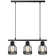 Black Pendant Lighting 3-Light Kitchen Island Light Fixtures Rustic Cage Industrial Chandelier for Bar Dinning Room
