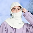 thumbnail image 2 of XIAOCHA Men’S Adjustable‑Fastener Balaclava Solid Hats Outdoor Fall‑Winter Snood,White, 2 of 4