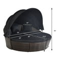 thumbnail image 2 of Gymax Lit de Jour Rond en Rotin pour Patio avec Coussins et Table Réglable, Noir, 2 of 10