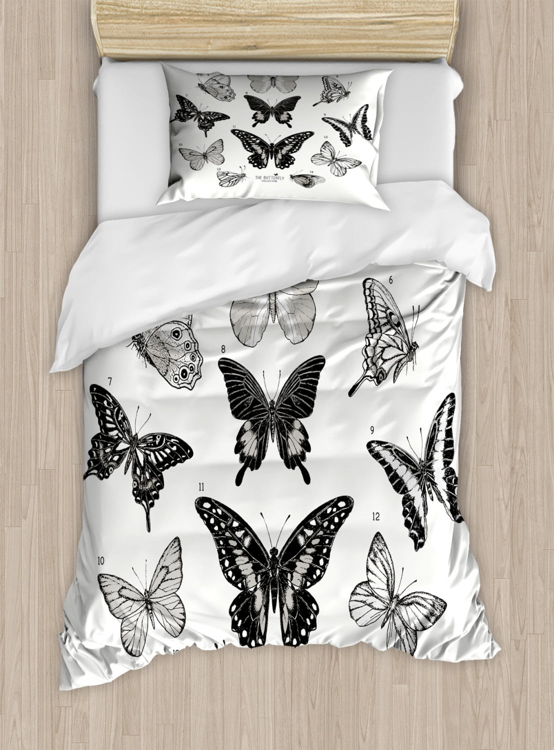 Butterfly Double King Bedding Duvet Set Kit Teal Blue Butterflies Soft Covers 