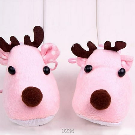 

Bullpiano Lovely Winter Xmas Elk Deer Style Baby Girl Boys Crib Shoes Plush Fleece Shoes