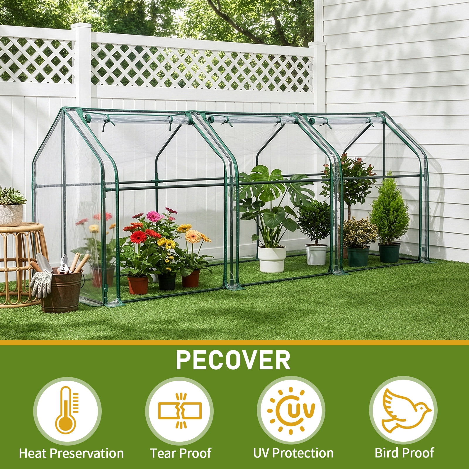 Xilee Mini Greenhouse for Outdoor,Portable Small Tunnel Greenhouses,PVC Cover Plant Hot House for Flowers, Seed and Vegetables Protection with Roll-up Zippered Doors for Patio Balcony Backyard