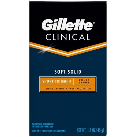 Gillette Sport Triumph Clinical Soft Solid Anti-Perspirant & Deodorant 1.70 oz (Pack of 3)