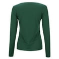 thumbnail image 4 of Womens Tshirts Long Sleeve Womens Tunic Tops Fall Winter Fashion Solid Color Crewneck Ribbed Knitted Slim Sweater Work Blouses Dressy Casual Green 2XL, 4 of 8