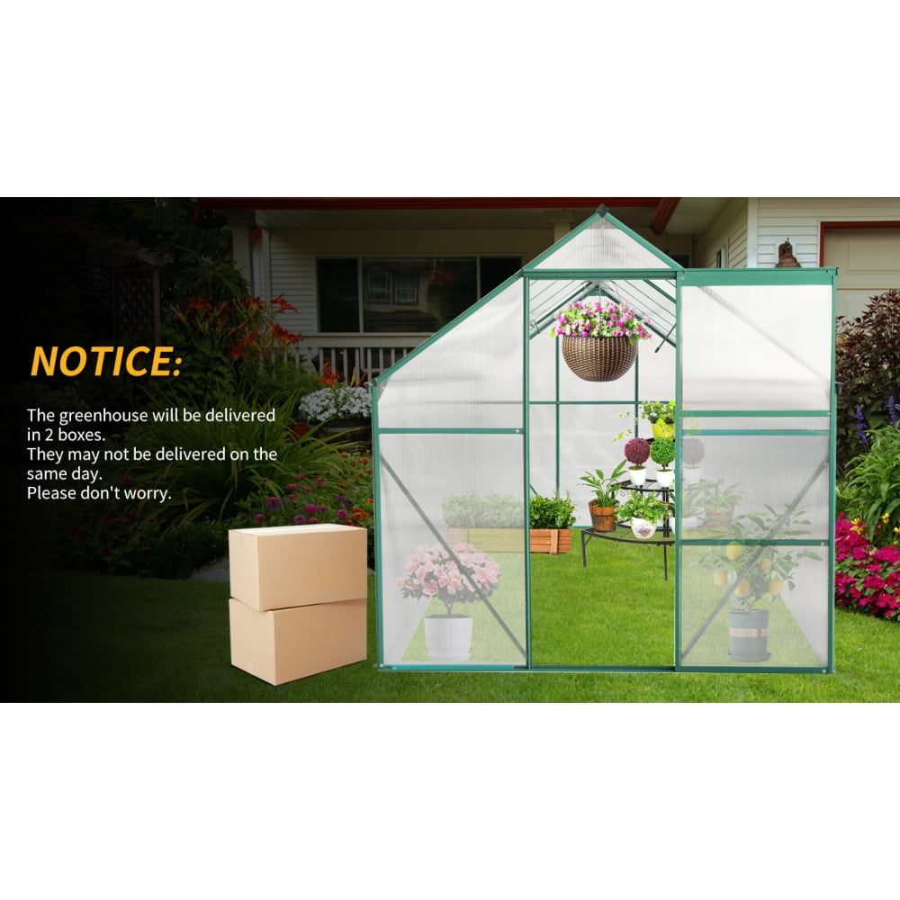 6x12 FT Polycarbonate Greenhouse with Raised Base & Heavy-Duty Aluminum Frame - Walk-In Design for All-Season Outdoor Gardening, Perfect for Your Backyard Oasis