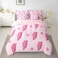 thumbnail image 2 of jejeloiu Cartoon Lightning Bedding Comforter Set 7 Pieces,Stars Print Full Bedding Set,Girl Pink Fitted Sheet Flat Sheet For Teens,Breathable Home Decor Reversible, 2 of 8