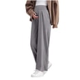 thumbnail image 2 of Women's Maternity Palazzo Over The Belly Straight Leg Pants Wide Leg Trousers Soft Belly Support Stretchy Adjustable High Waisted Pregnancy Pants Yoga Gray L, 2 of 5
