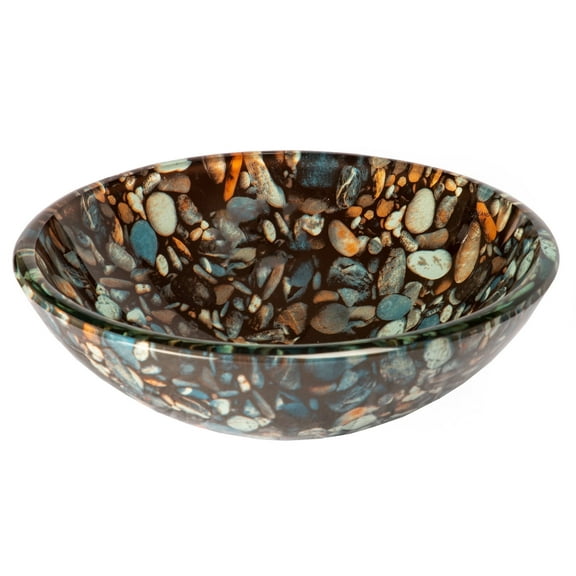Natural Pebble Pattern Glass Vessel Sink